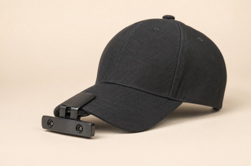 Black Stereo-cap with two front-mounted cameras